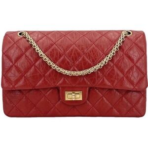 CHANEL Red Quilted Shoulder Bag